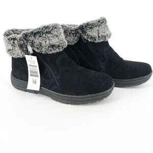 Khombu Jessica Black Leather Booties, Sz 10M